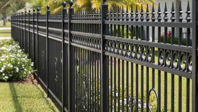 Black ornamental metal fence installation by Chop Chop Landscaping in New Port Richey, FL