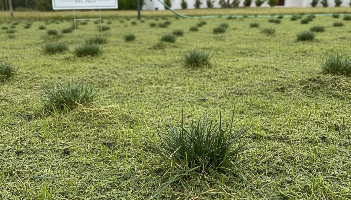 Hydroseeded lawn germination showing new grass growth in New Port Richey, FL by Chop Chop Landscaping