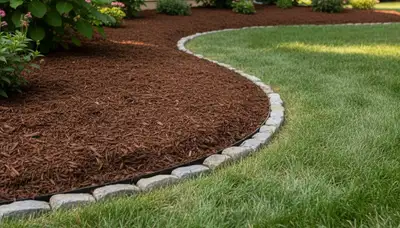 Freshly mulched landscape bed with clean edging by Chop Chop Landscaping in New Port Richey, FL