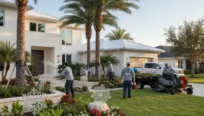 Landscaping team serving New Port Richey, FL with professional lawn care and yard maintenance