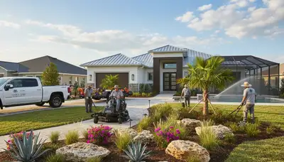 Landscape maintenance service in New Port Richey, FL for a well-kept residential lawn