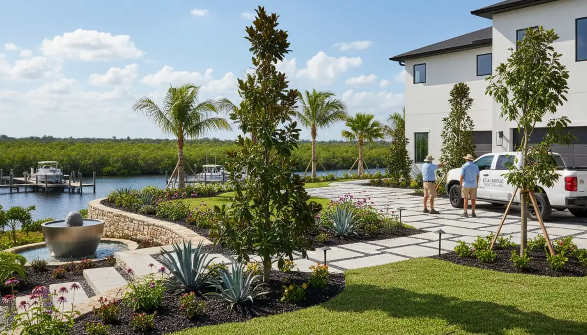 Landscaping crew providing lawn care in New Port Richey, FL