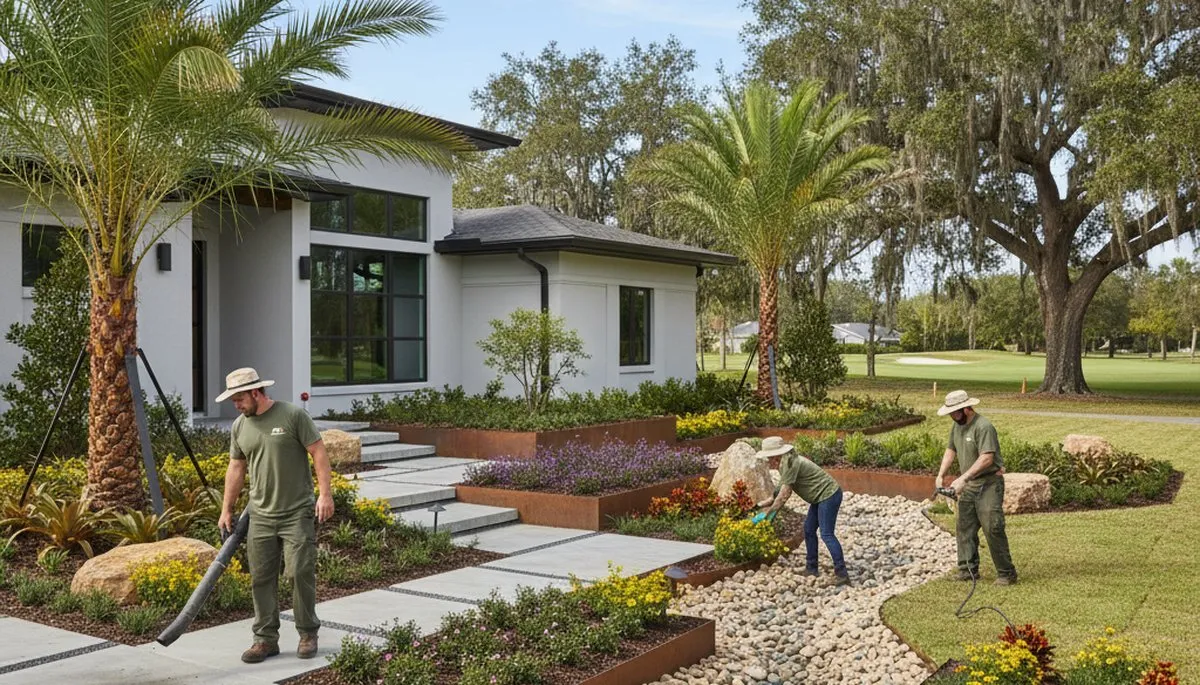 Landscaping team serving New Port Richey, FL lawn and yard maintenance services