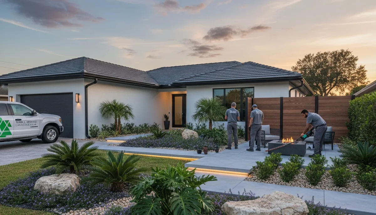 Landscaping team providing lawn care service in New Port Richey, FL